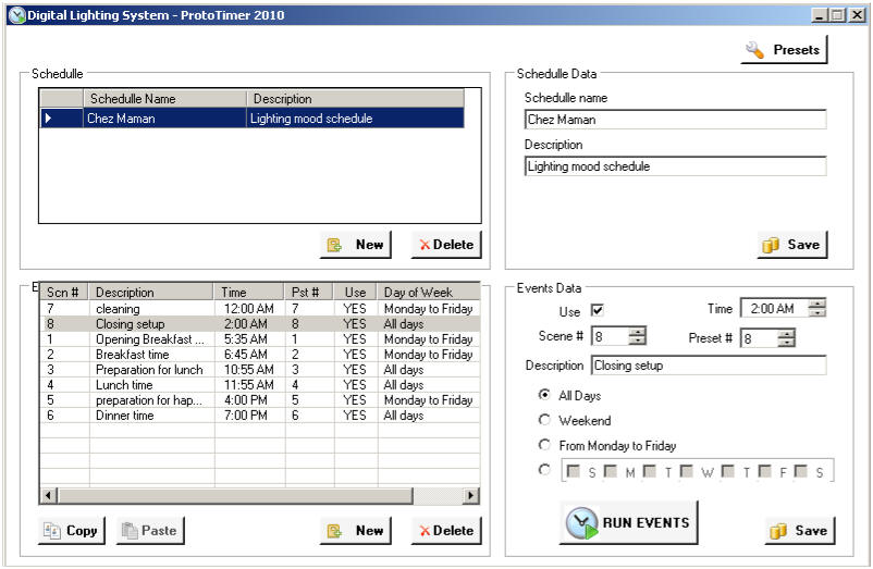 Digital Lighting Systems RAU96 PROTOCOL Interface to PC Modem AV